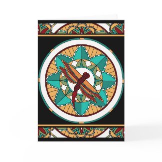 Summer Dragonfly Mandala-greeting card zazzle_card