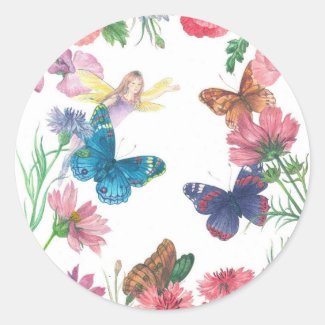 summer-fairy illustrated floral custom name stickers