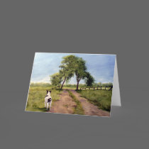 Summer Farm Dog Blank Greeting Card
