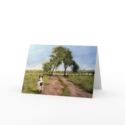 Summer Farm Dog Blank Greeting Card by paintingcoyote36