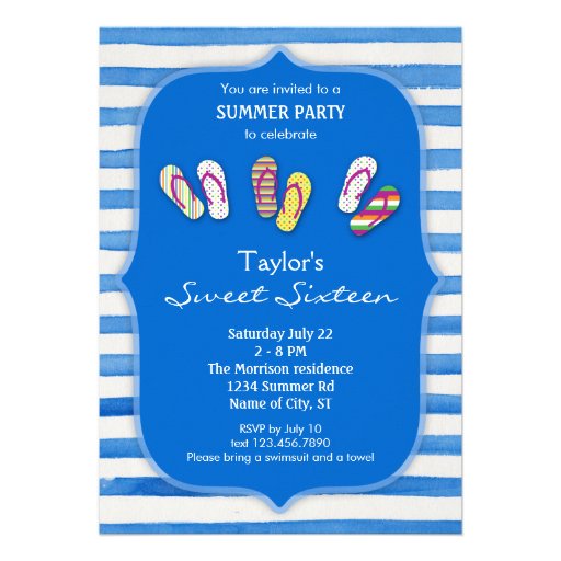 Summer Flip Flops Sweet Sixteen Invitation
