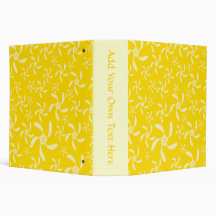 Summer Floral Design. Sunny Yellow. 3 Ring Binders