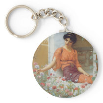 Summer Flowers by John William Godward Key Chains