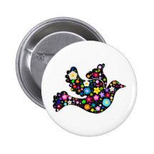Summer Flowers Dove Pinback Button