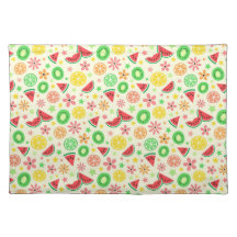 Summer fruit - melon lime lemon kiwi fresh pattern place mats