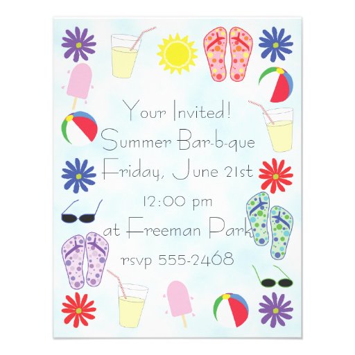 Summer Fun Custom Invitations