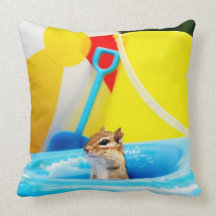 Summer Fun Cute Chipmunk Throw Pillow