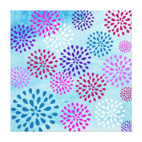 Summer Fun Flower Flower Petals Poms Design Stretched Canvas Prints