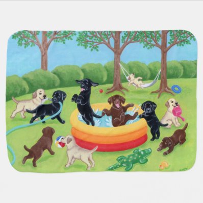 Summer Fun Labradors Painting Swaddle Blankets