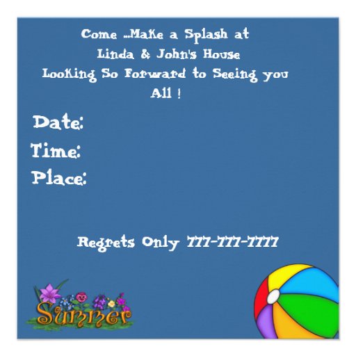 Summer Fun Martini Pool Party Invitations