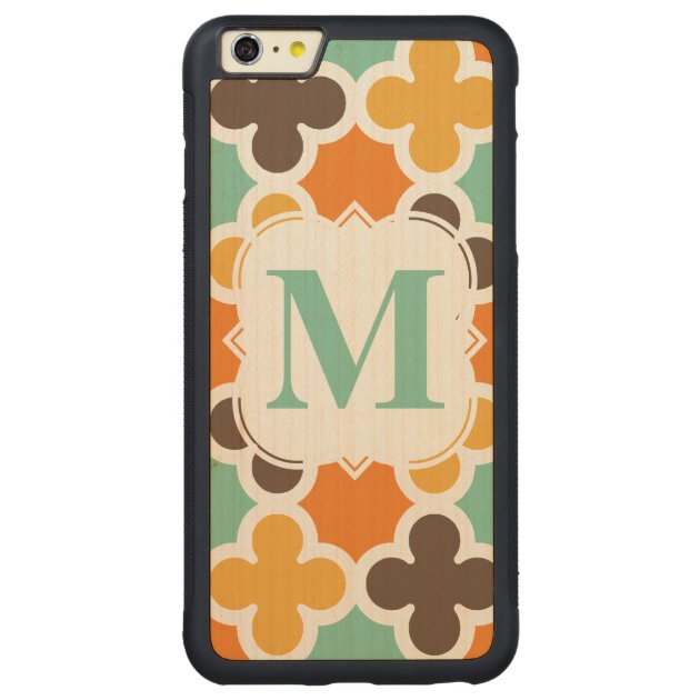 Summer Fun Monogram Retro Quatrefoil Pattern Carved® Maple iPhone 6 Plus Bumper