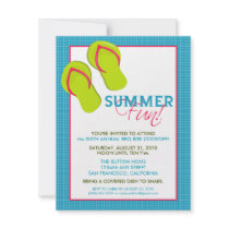 Summer Fun Picnic/BBQ Invitation (pink/aqua)
