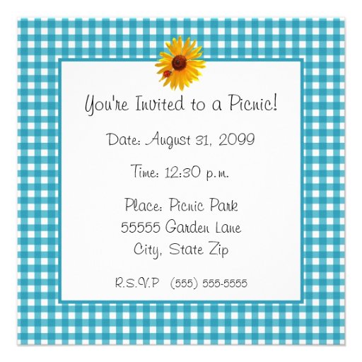Summer Garden Party Sunflower Picnic Invite