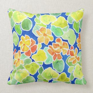 Summer Garden Pillow or Cushion, Nasturtiums