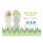 Summer Grass Daisies Cute Flip Flops Save The Date Postcards