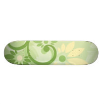 Summer Green Leaf and Flowers Skateboard Deck
