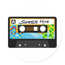Summer Hits Tape Round Stickers