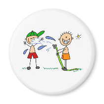 Summer Hose Fight Magnet by stick_figures Summer Hose Fight Magnet