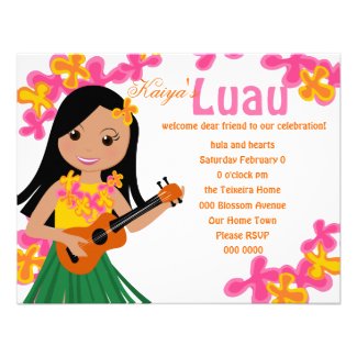 Summer Hula Ukulele Personalized Invite