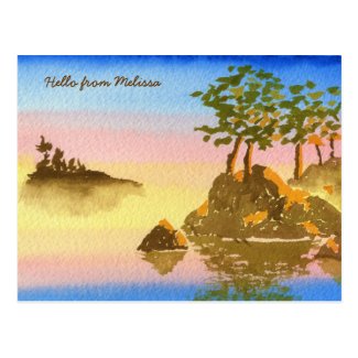 Summer Into Fall Watercolor Landscape Painting Postcards