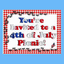 Summer Invitation for 4th of July BBQ postcards