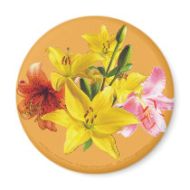 SUMMER LILIES 3-inch Magnet by gardensofeve SUMMER LILIES 3-inch Magnet