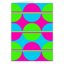 Summer Lime Green Hot Pink Teal Circles Stripes Cards
