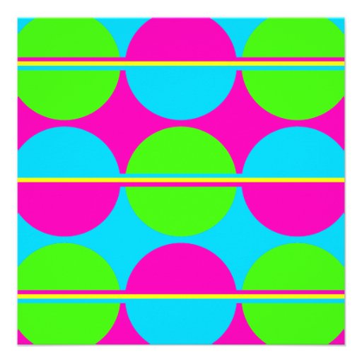 Summer Lime Green Hot Pink Teal Circles Stripes Custom Invitations