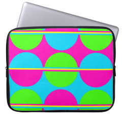 Summer Lime Green Hot Pink Teal Circles Stripes Laptop Sleeve