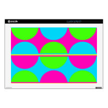 Summer Lime Green Hot Pink Teal Circles Stripes 17" Laptop Skins