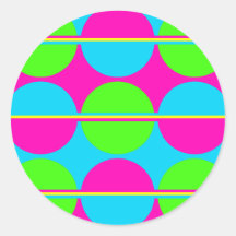 Summer Lime Green Hot Pink Teal Circles Stripes Stickers