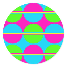 Summer Lime Green Hot Pink Teal Circles Stripes Stickers