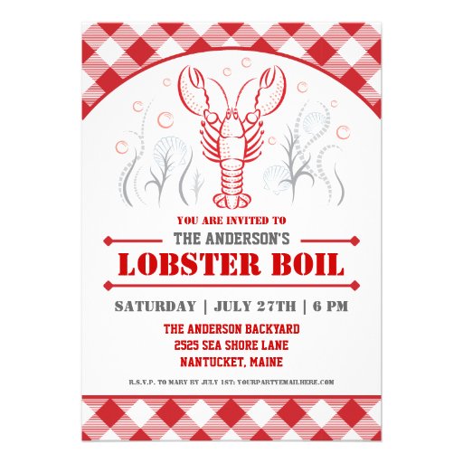 Summer Lobster Boil Picnic Party Invitation