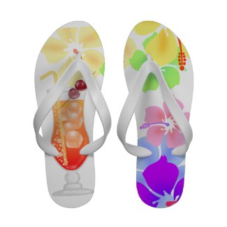 Summer Luau Tropical Beach Cocktail And Flowers Sandals
