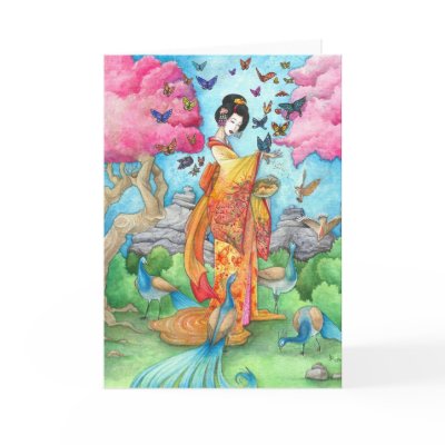 Summer Maiko Greeting Card, Blank by artbyamandarobbins