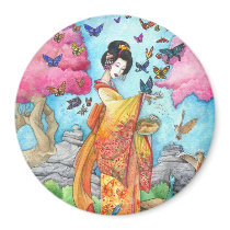 Summer Maiko, Large Magnet by artbyamandarobbins Summer Maiko, Large Magnet
