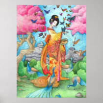 Summer Maiko Large Poster Print, Geisha Maiko Art