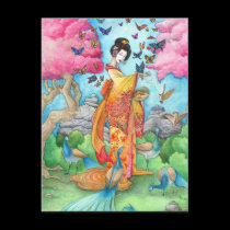 Summer Maiko Postcard, Maiko Geisha Art