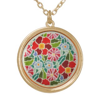 Summer memories hand embroidered round ornament custom necklace