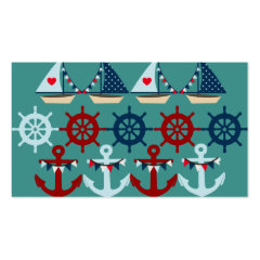 Summer Nautical Theme Anchors Sail Boats Helms Business Card Templates