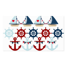 Summer Nautical Theme Anchors Sail Boats Helms Business Card