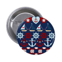 Summer Nautical Theme Anchors Sail Boats Helms Pinback Button