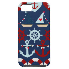 Summer Nautical Theme Anchors Sail Boats Helms iPhone 5 Case