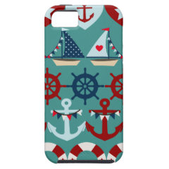 Summer Nautical Theme Anchors Sail Boats Helms iPhone 5 Cover