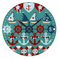 Summer Nautical Theme Anchors Sail Boats Helms Clocks