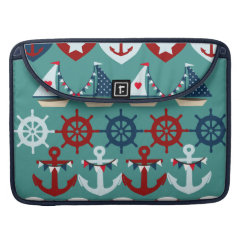 Summer Nautical Theme Anchors Sail Boats Helms Sleeve For MacBook Pro