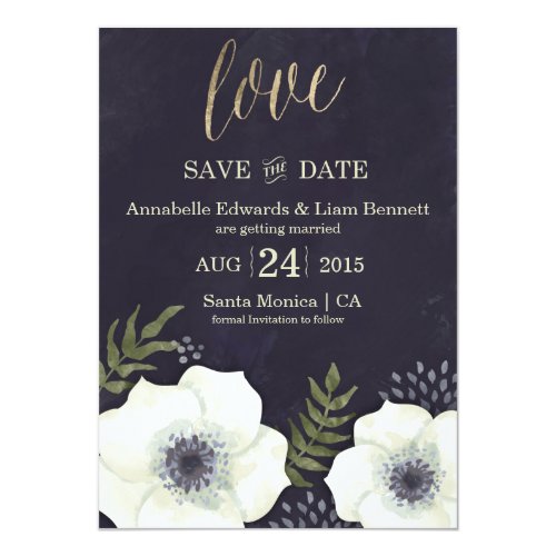Summer Night Flowers Wedding Save the Date Card 5" X 7" Invitation Card