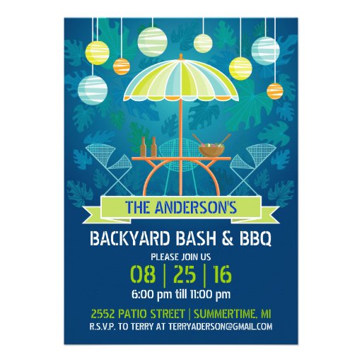 Summer Night Patio Party Invitation (front side)