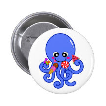 Summer  octopus pinback buttons