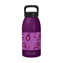 Summer of love paisley orchid fuchsia pink 1970s reusable water bottle